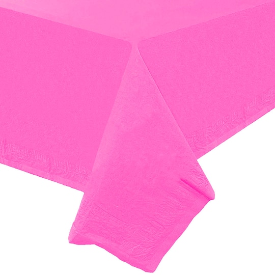 JAM Paper Fuchsia Pink Rectangular Plastic Lined Paper Table Cover, 54" x 108"